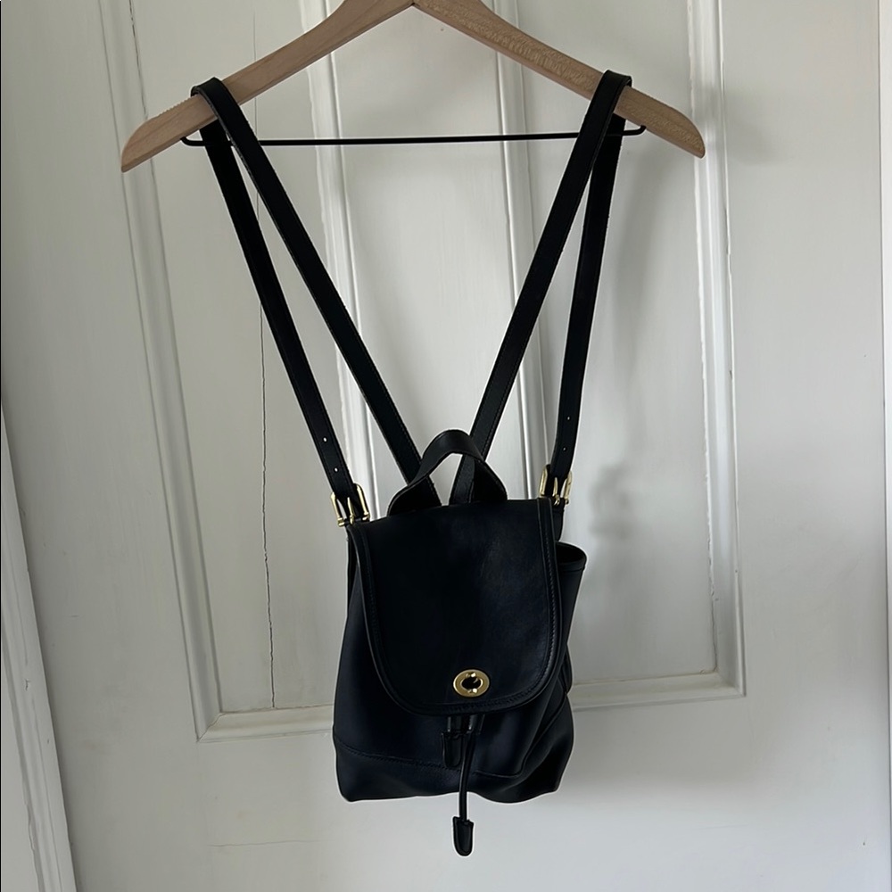 Coach Vintage Black Leather Mini Backpack
